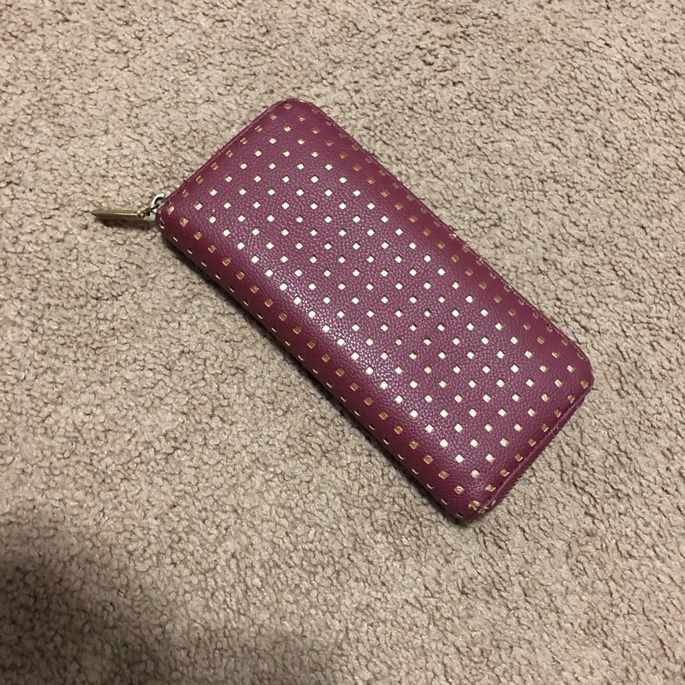 Burgundy and gold wallet